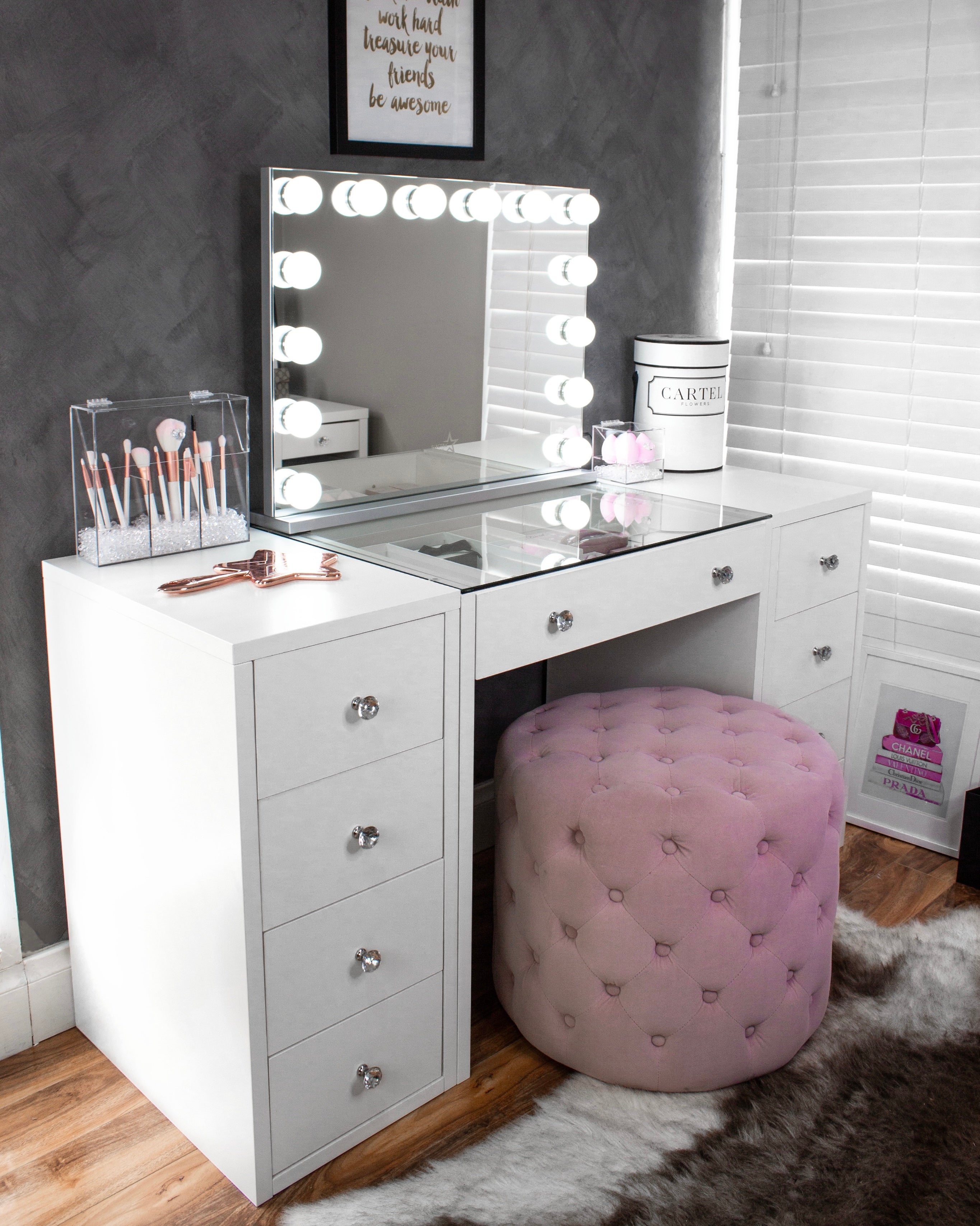 (Set) Hollywood Mirror, Table & 2 x Draw Set “Diva”