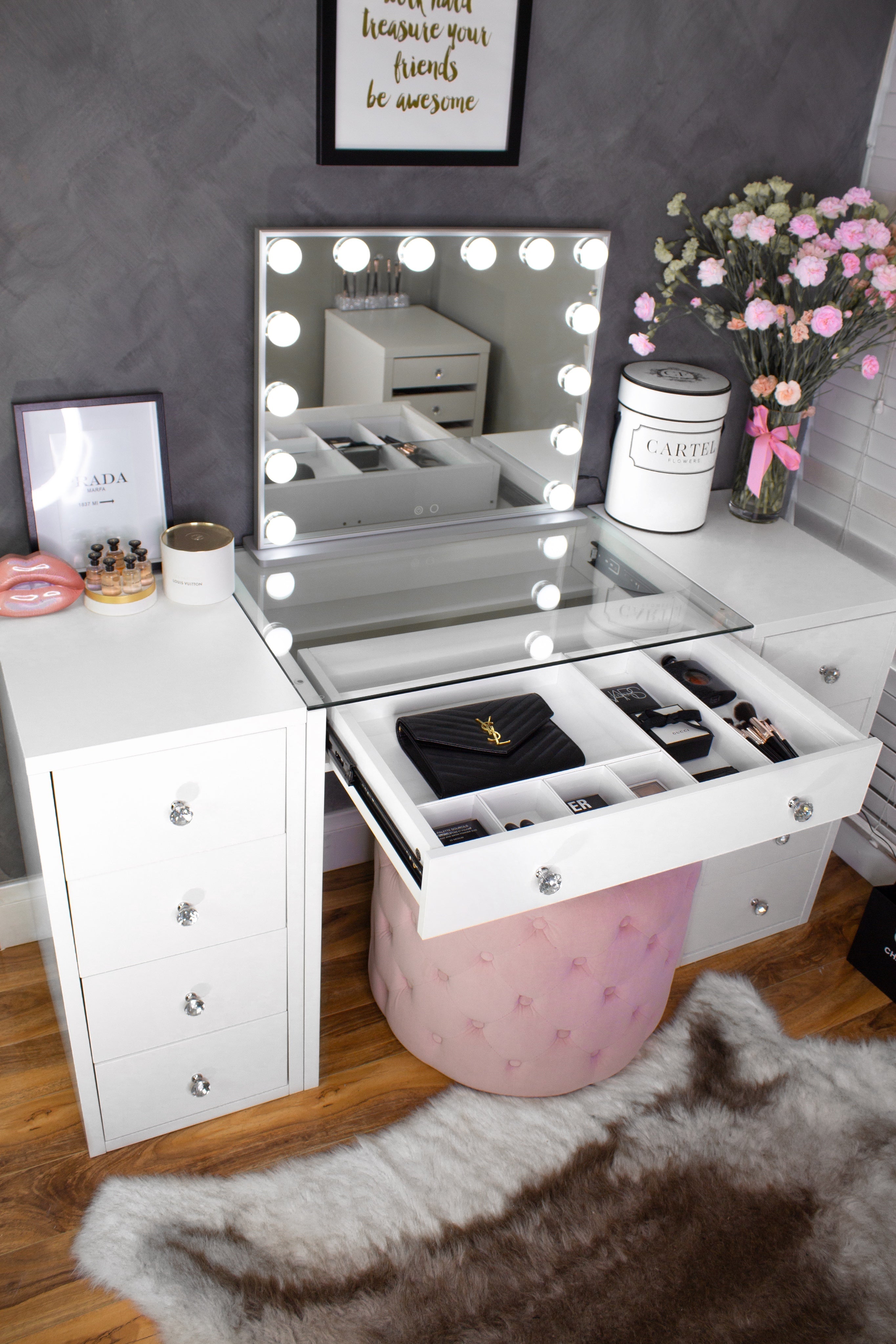 (Set) Hollywood Mirror, Table & 2 x Draw Set “Beverly Hills"