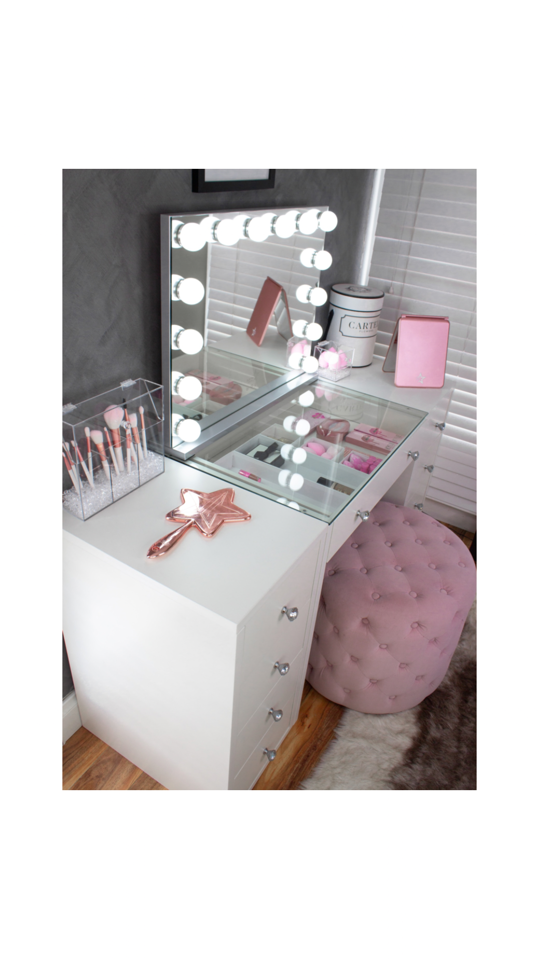 (Set) Hollywood Mirror, Table & 2 x Draw Set “Diva”