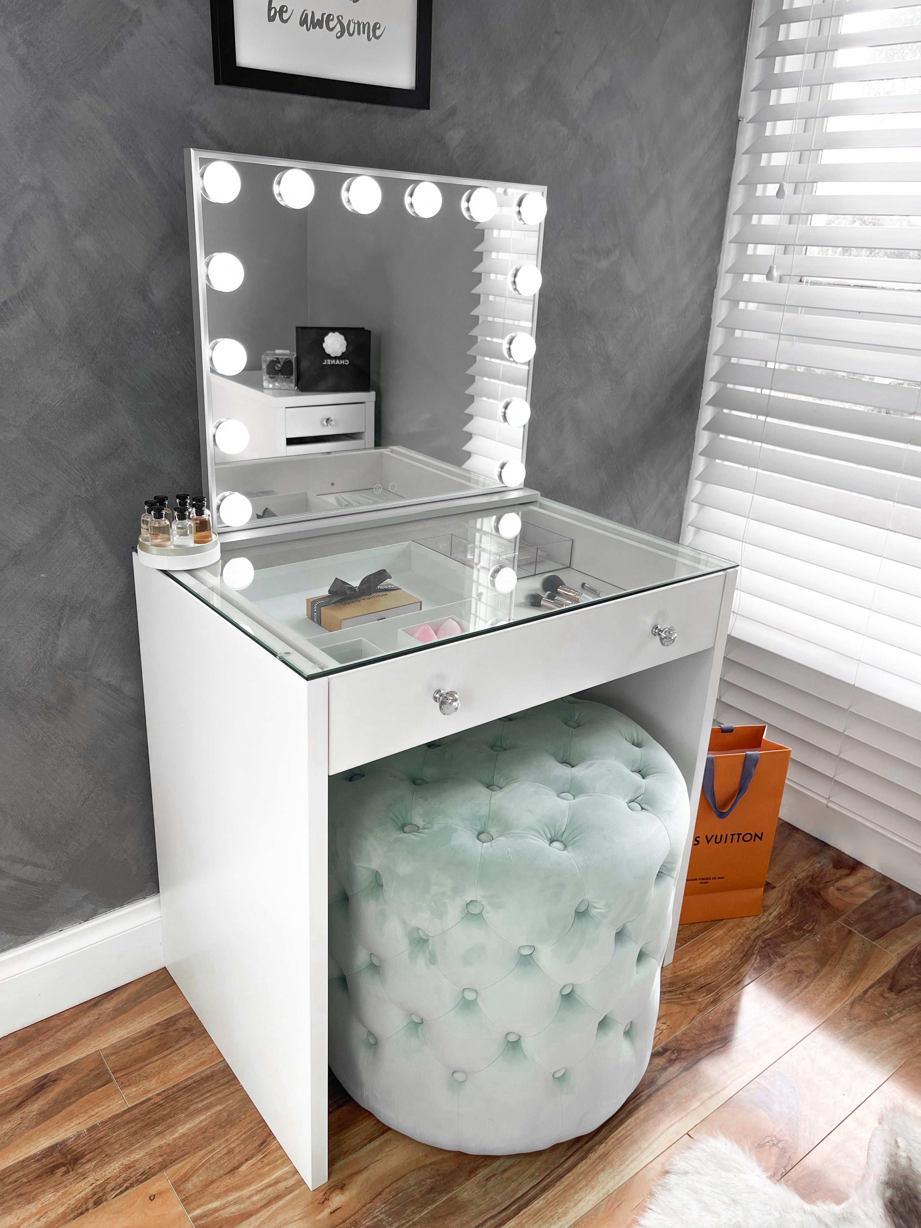 (Set) Hollywood Mirror & Table "Luxe"