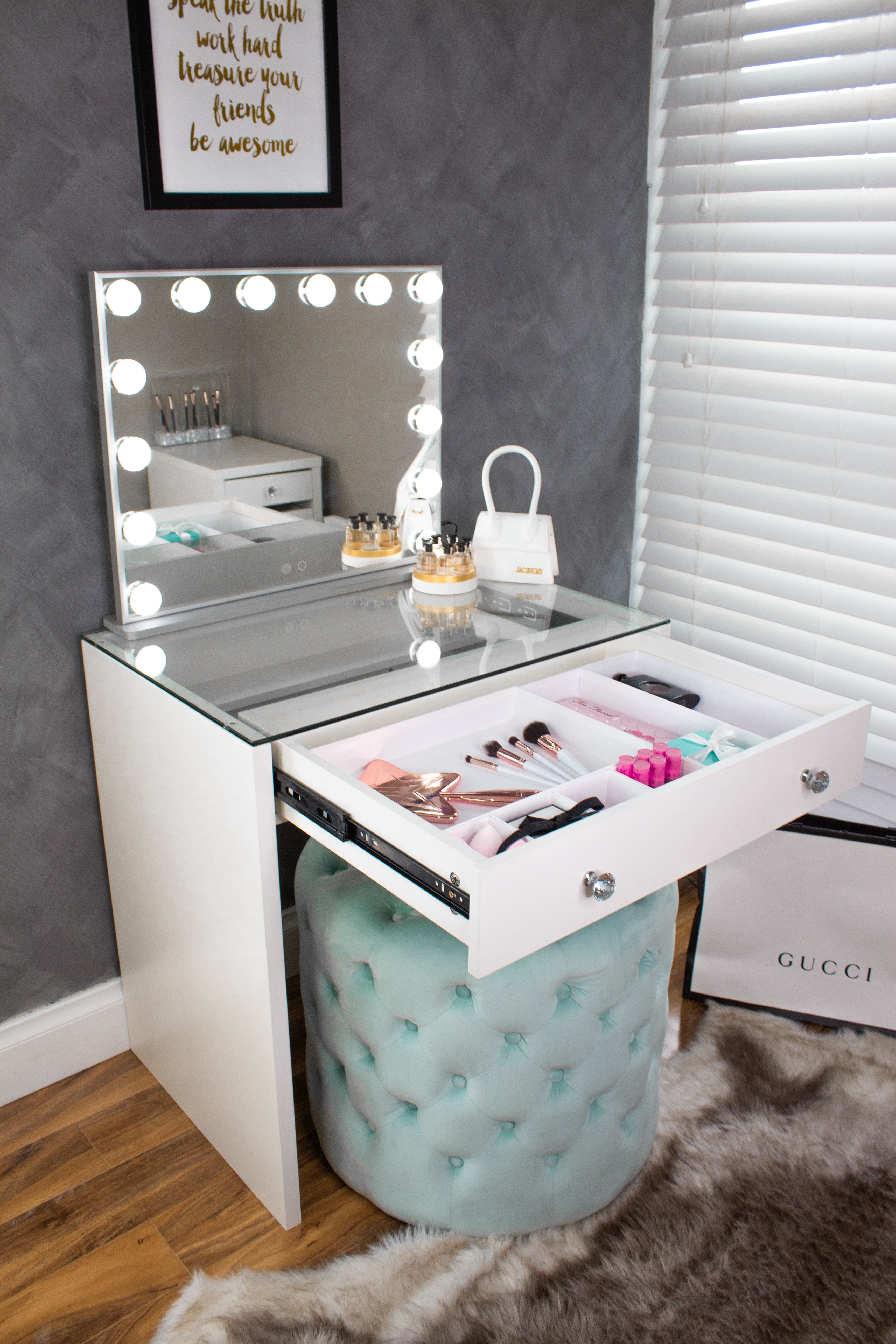 (Set) Hollywood Mirror & Table "Luxe"