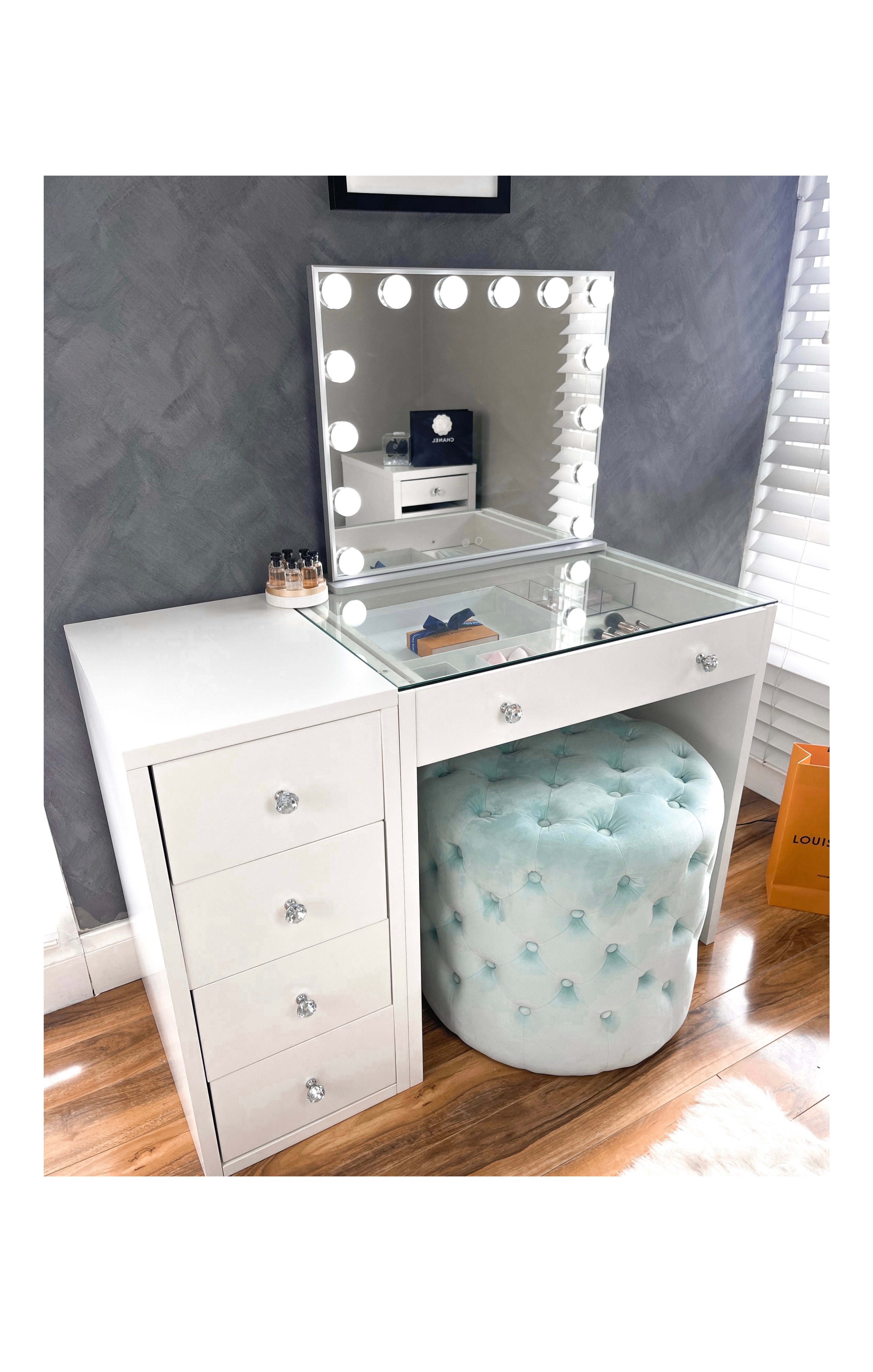 (Set) Hollywood Mirror, Table & Draw Set “ROSE”