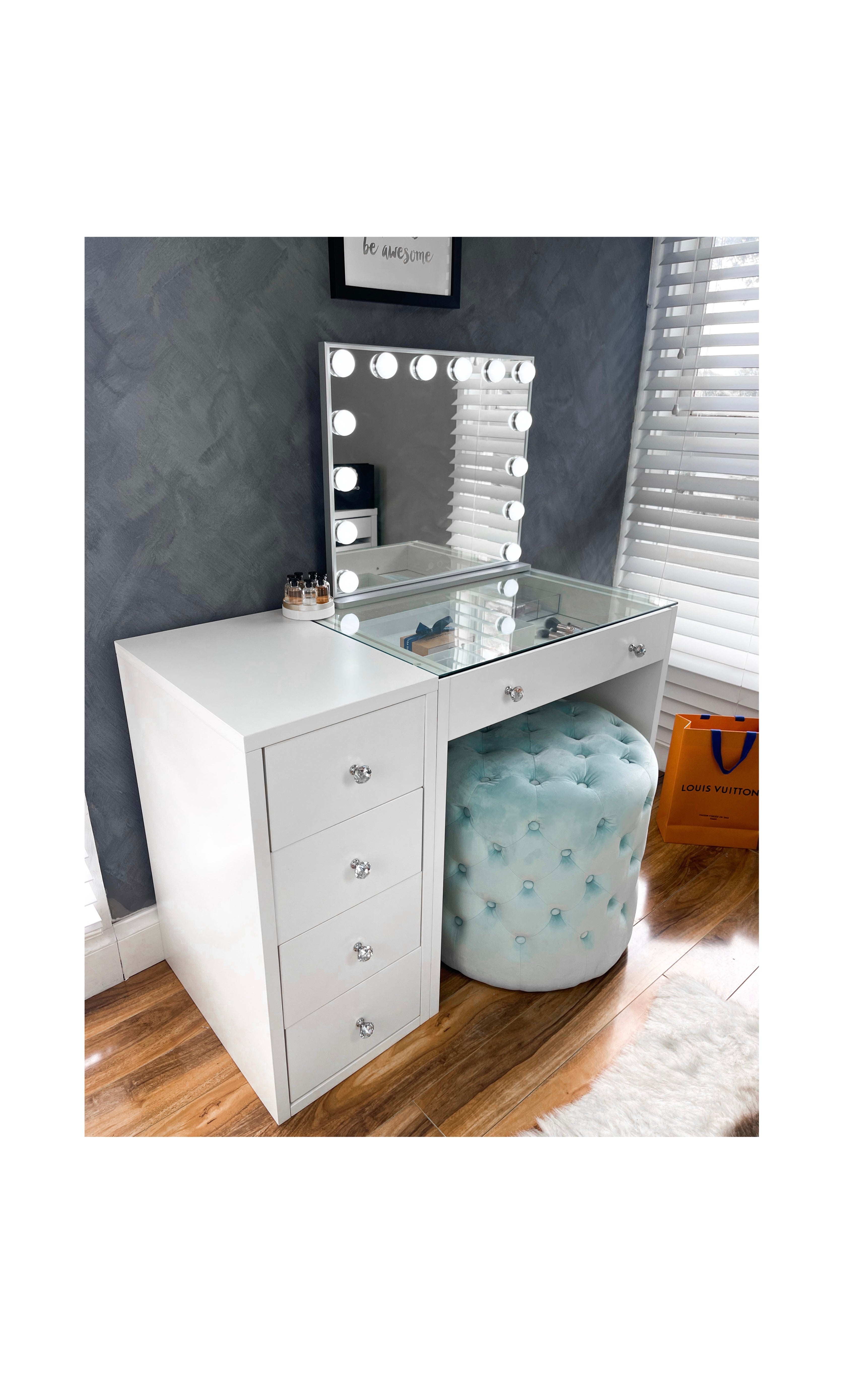 (Set) Hollywood Mirror, Table & Draw Set “ROSE”