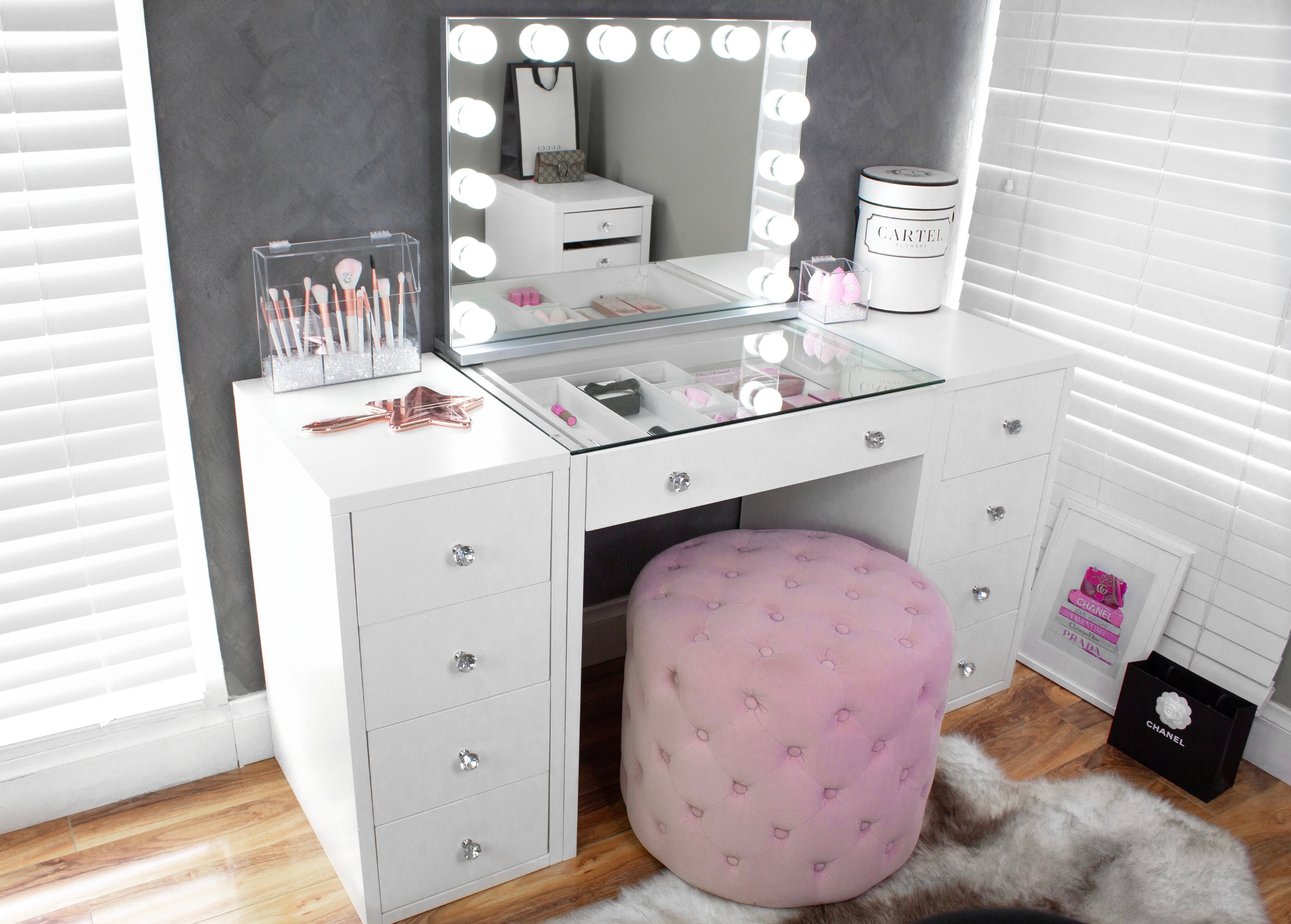 (Set) Hollywood Mirror, Table & 2 x Draw Set “Diva”