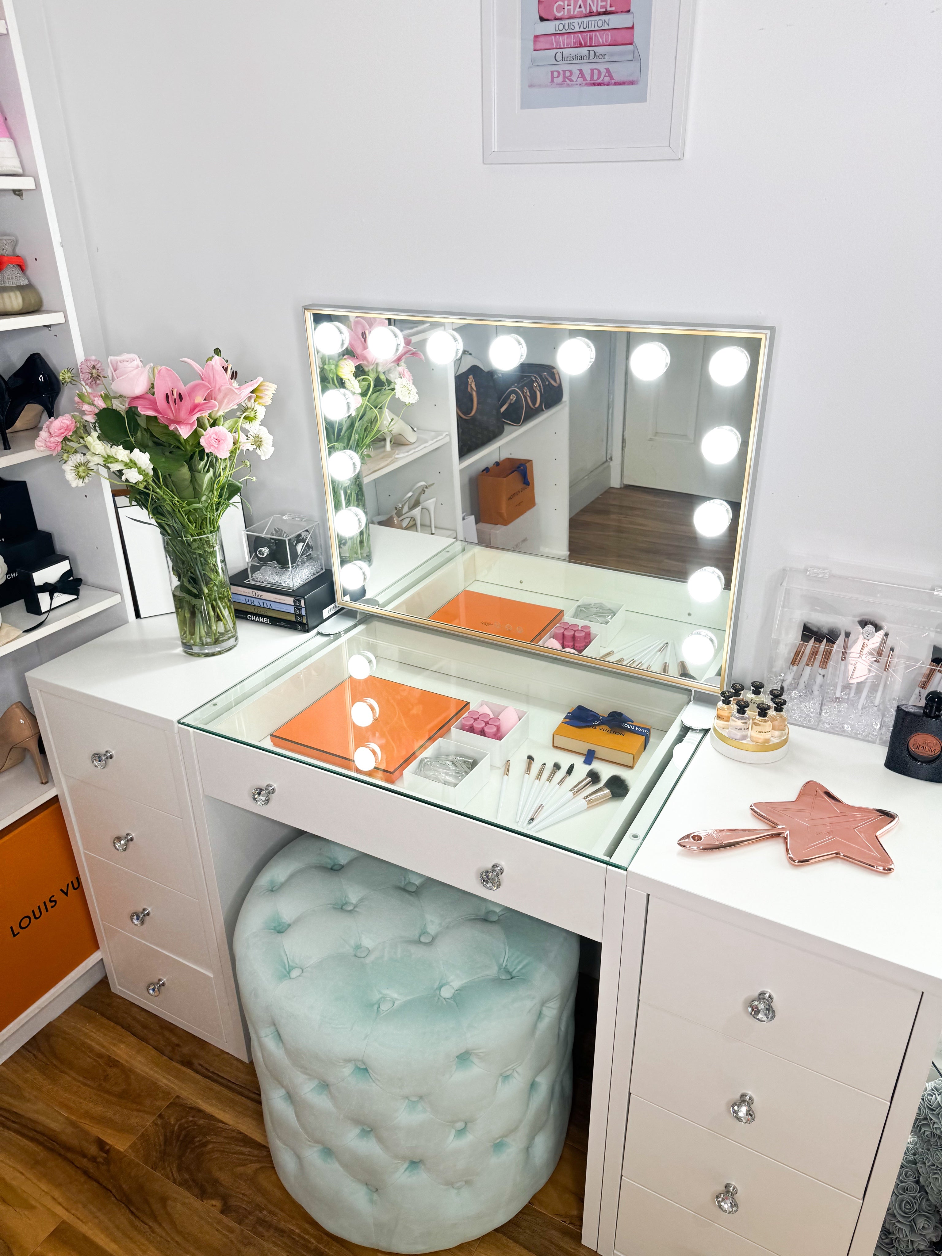 (Set) Hollywood mirror Table & 2 x Draw Set "Radiance"