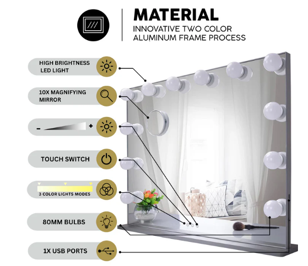 Three glass top Vanity Table "Muse”