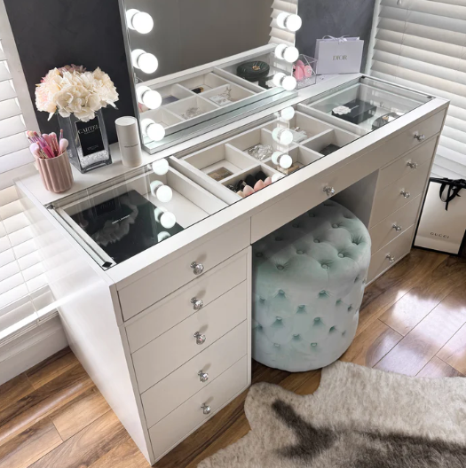 Three glass top Vanity Table "Muse”