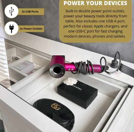 Three glass top Vanity Table "Muse”