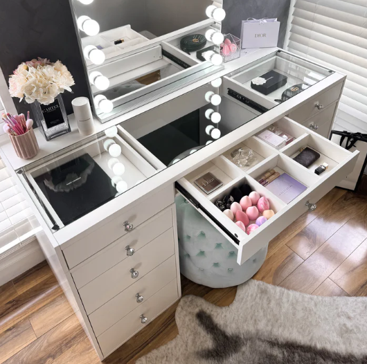 Three glass top Vanity Table "Muse”