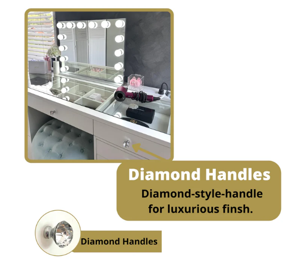 Three glass top Vanity Table "Muse”