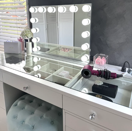 Three glass top Vanity Table "Muse”