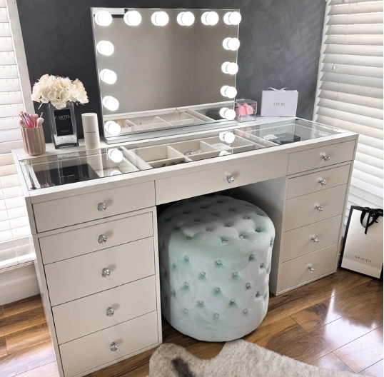 Three glass top Vanity Table "Muse”